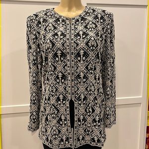 BLACKTIE OLEG CASSINI LONG JACKET BEADED SIZE L